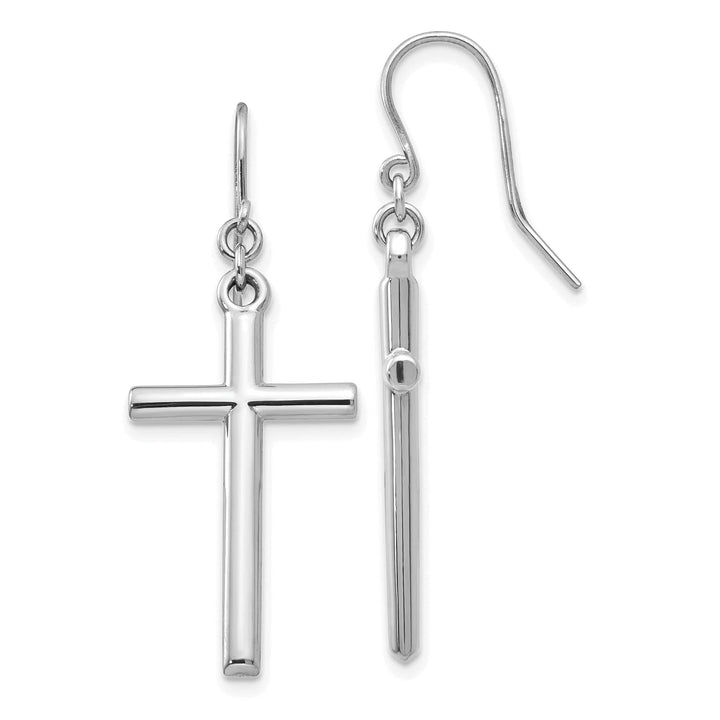 Lovely Rita's Earrings 14k White Gold Hollow Cross Dangle Earrings