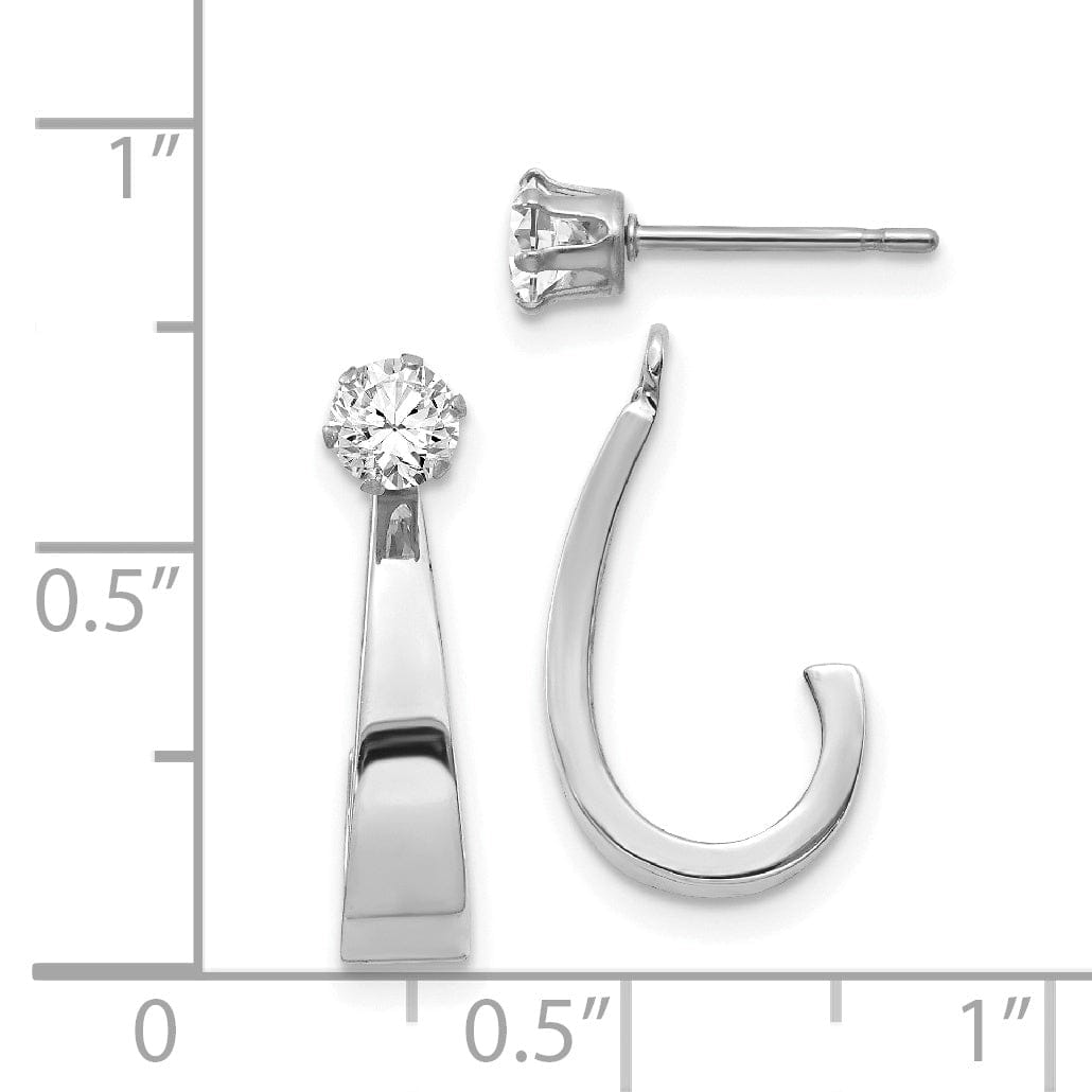 Lovely Rita's Earrings 14k White Gold J Hoop Earring Jackets with C.Z Earrings