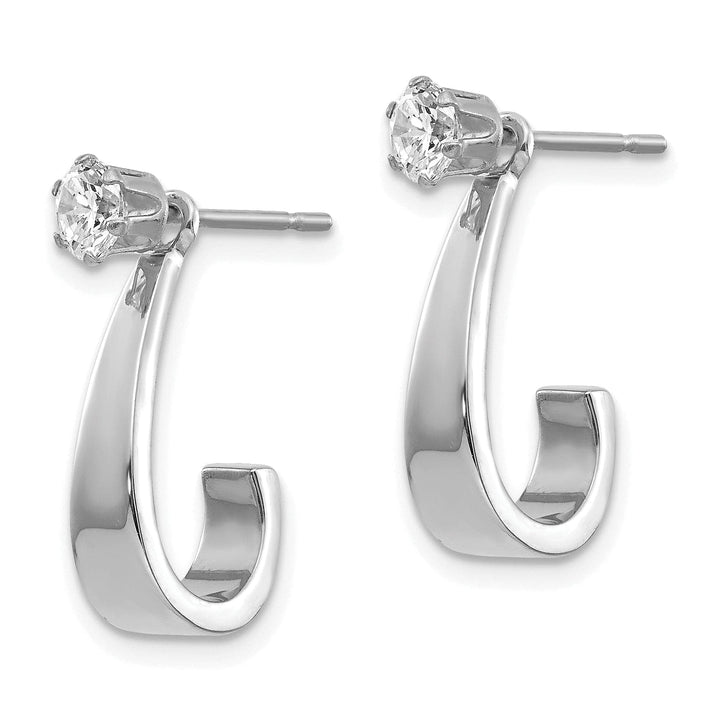 Lovely Rita's Earrings 14k White Gold J Hoop Earring Jackets with C.Z Earrings