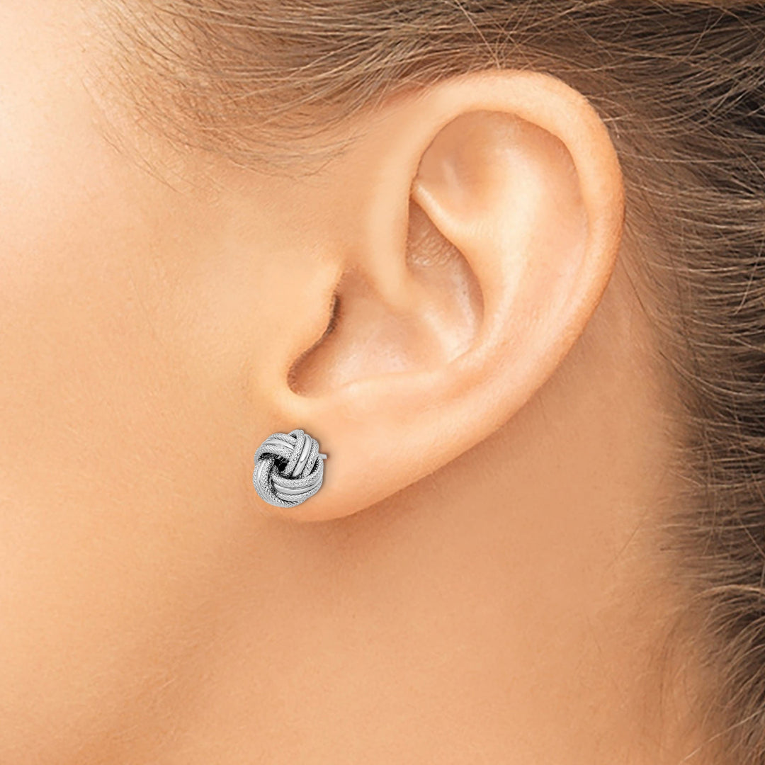 Lovely Rita's Earrings 14k White Gold Knot Polished D.C Post Earrings