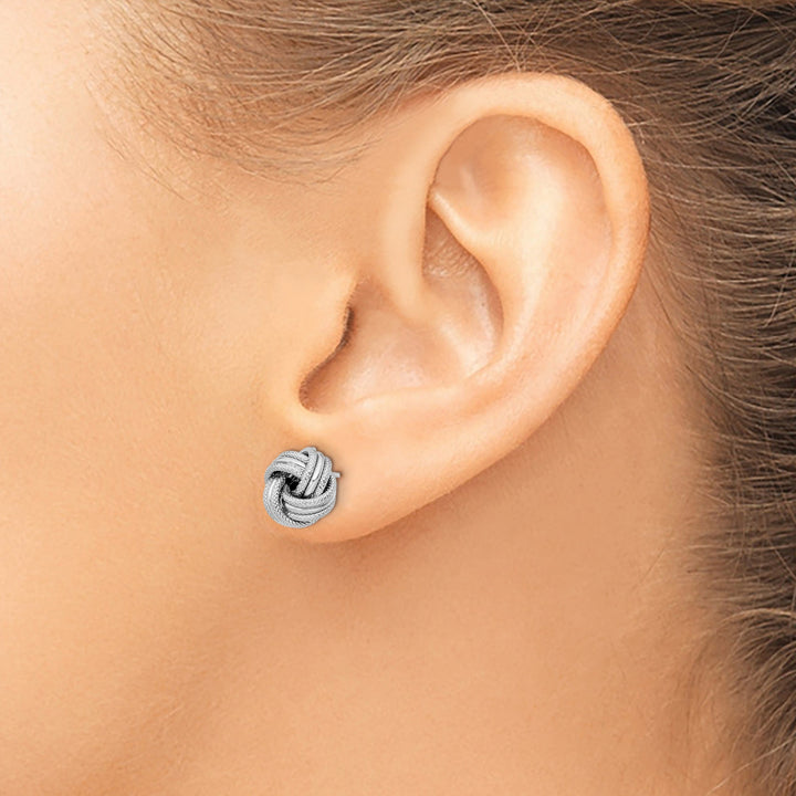 Lovely Rita's Earrings 14k White Gold Knot Polished D.C Post Earrings