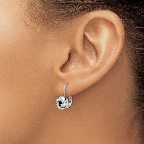 Lovely Rita's Earrings 14k White Gold Love Knot Leverback Earrings