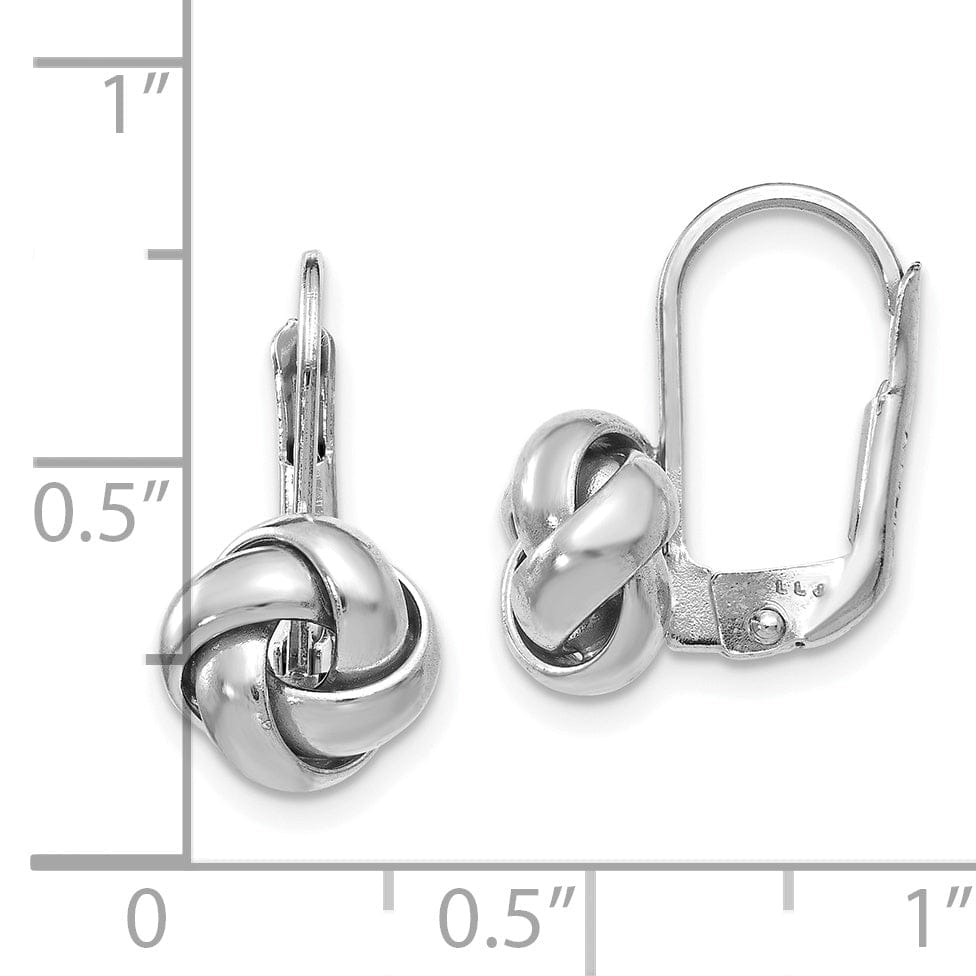 Lovely Rita's Earrings 14k White Gold Love Knot Leverback Earrings