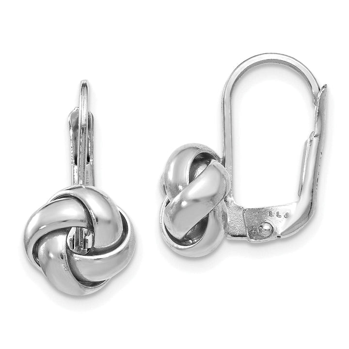 Lovely Rita's Earrings 14k White Gold Love Knot Leverback Earrings