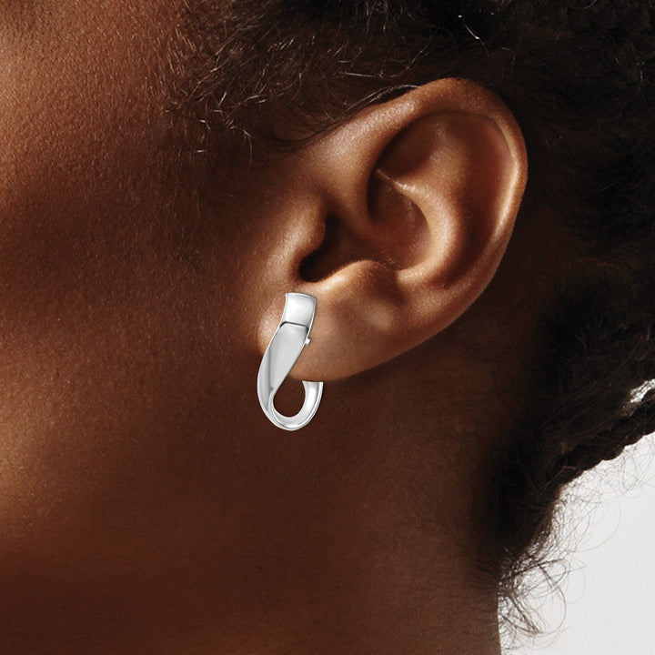 Lovely Rita's Earrings 14k White Gold Omega Back Hoop Earrings