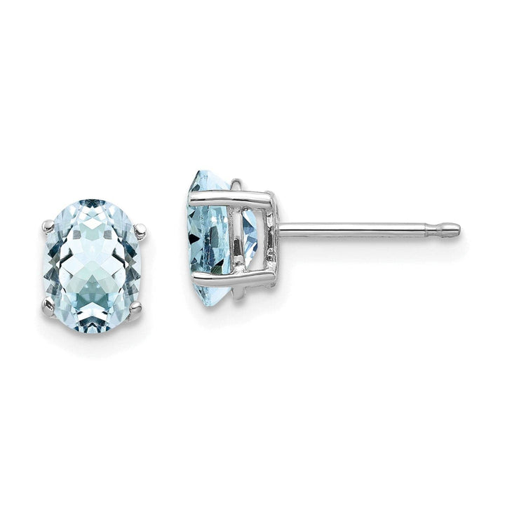 Lovely Rita's Earrings 14k White Gold Oval Aquamarine Earrings