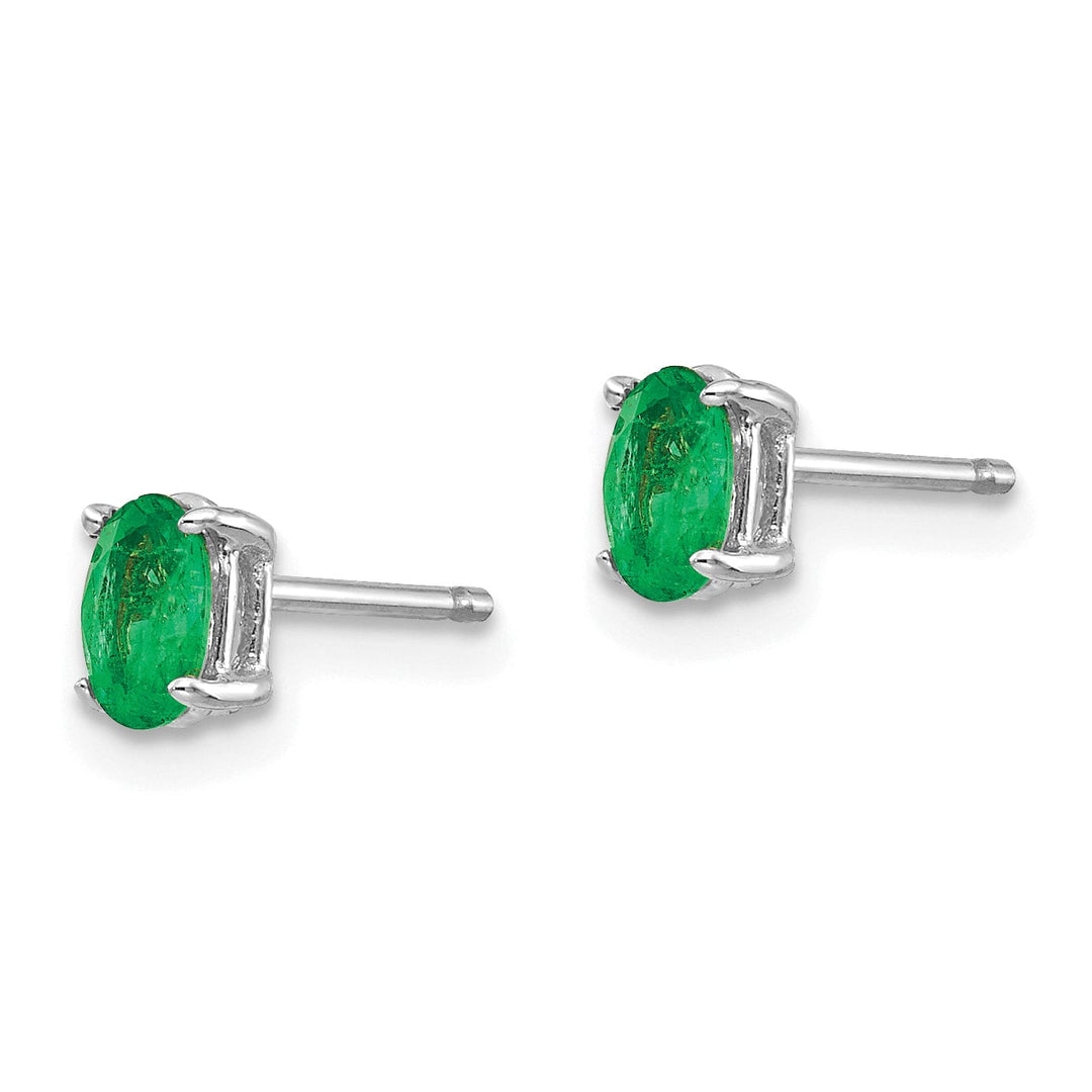 Lovely Rita's Earrings 14k White Gold Oval Emerald Earrings