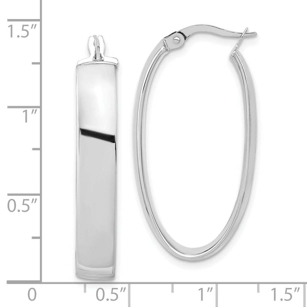 Lovely Rita's Earrings 14k White Gold Oval Hoop Earrings
