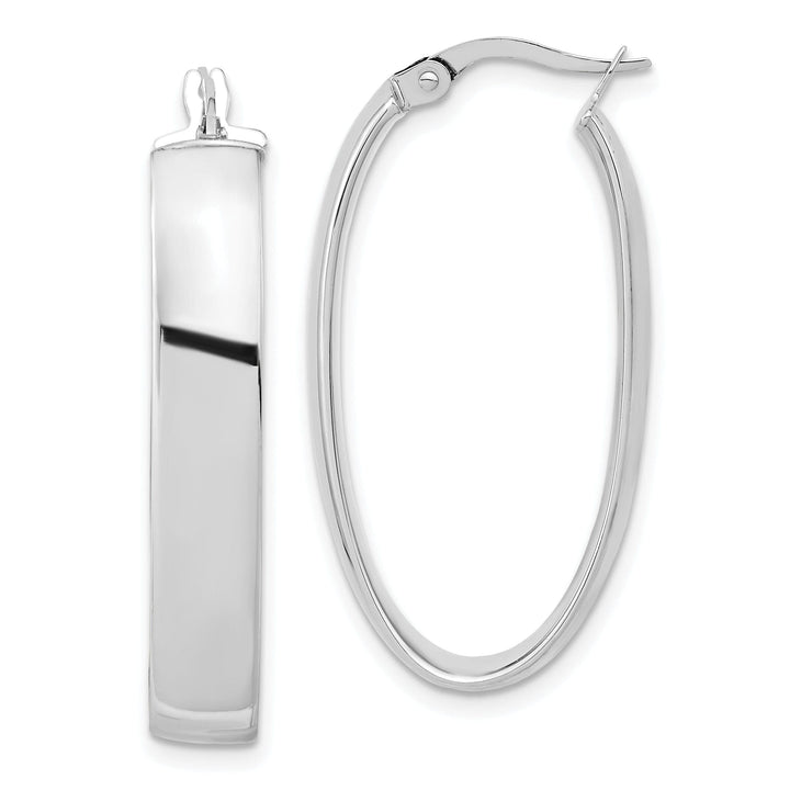 Lovely Rita's Earrings 14k White Gold Oval Hoop Earrings