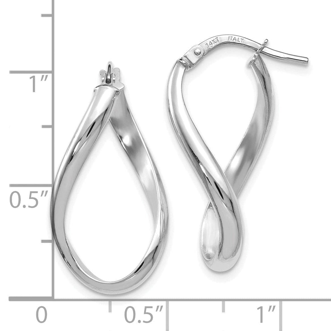 Lovely Rita's Earrings 14k White Gold Oval Twisted Hoop Earrings