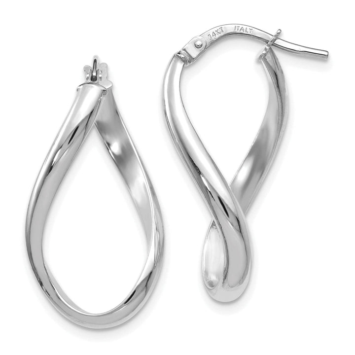 Lovely Rita's Earrings 14k White Gold Oval Twisted Hoop Earrings
