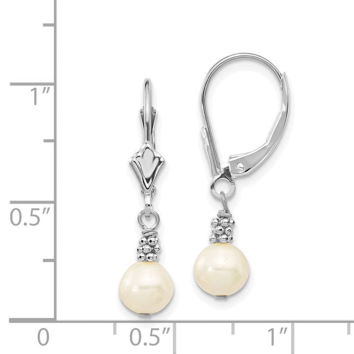 Lovely Rita's Earrings 14k White Gold Pearl Dangle Lever back Earrings