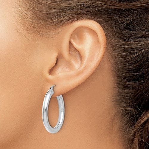 Lovely Rita's Earrings 14K White Gold Polish Lightweight Hoop Earrings