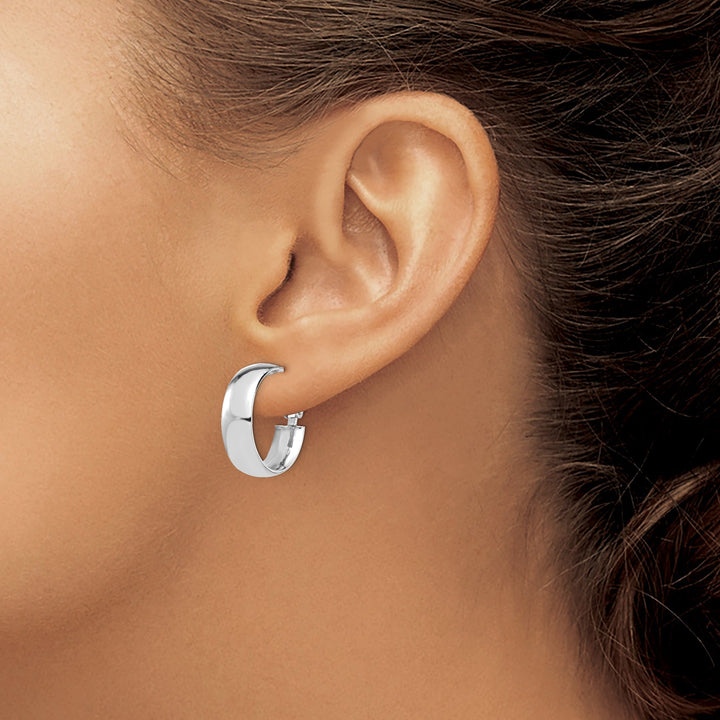 Lovely Rita's Earrings 14k White Gold Polish Omega Back Hoop Earrings