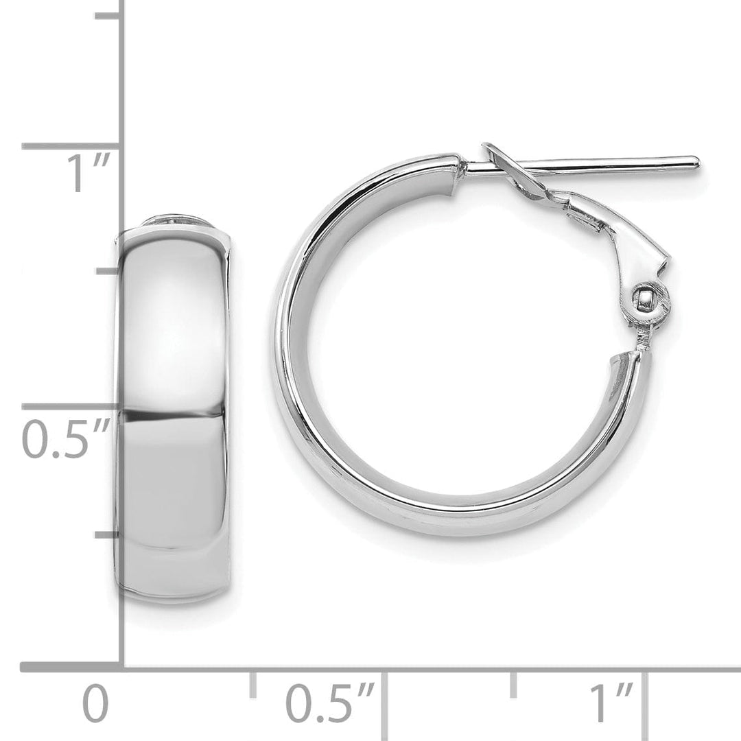 Lovely Rita's Earrings 14k White Gold Polish Omega Back Hoop Earrings