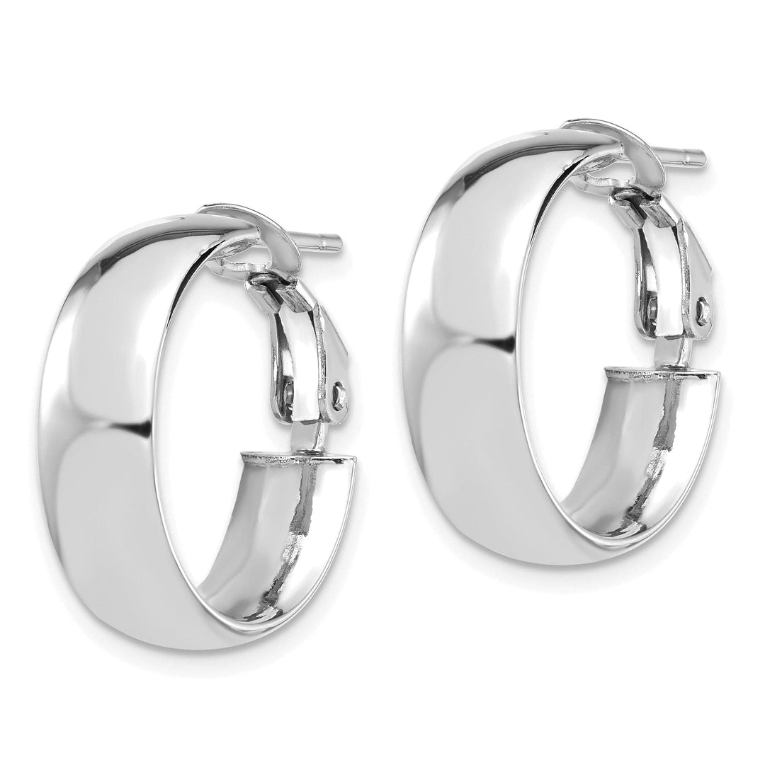 Lovely Rita's Earrings 14k White Gold Polish Omega Back Hoop Earrings