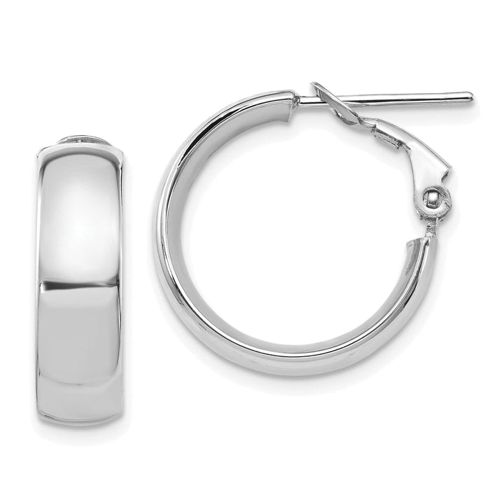 Lovely Rita's Earrings 14k White Gold Polish Omega Back Hoop Earrings