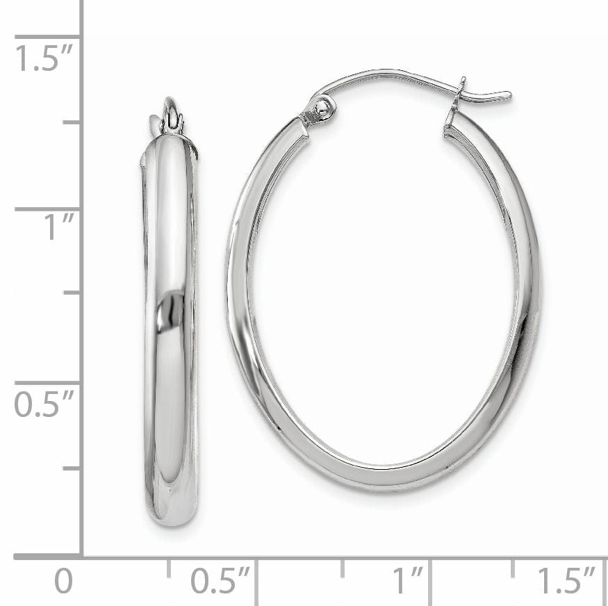 Lovely Rita's Earrings 14k White Gold Polished 3.75MM Oval Hoop Earrings