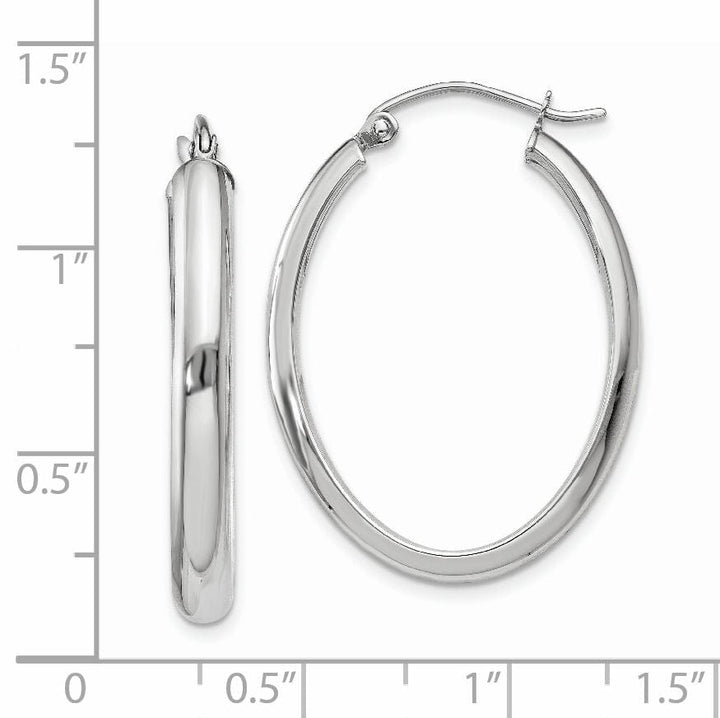 Lovely Rita's Earrings 14k White Gold Polished 3.75MM Oval Hoop Earrings