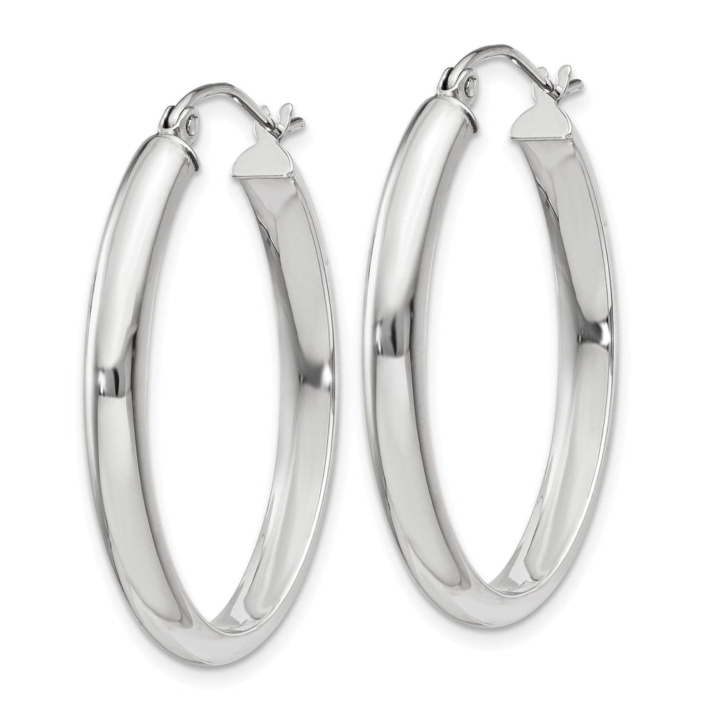 Lovely Rita's Earrings 14k White Gold Polished 3.75MM Oval Hoop Earrings