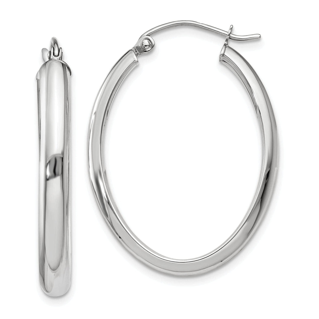 Lovely Rita's Earrings 14k White Gold Polished 3.75MM Oval Hoop Earrings