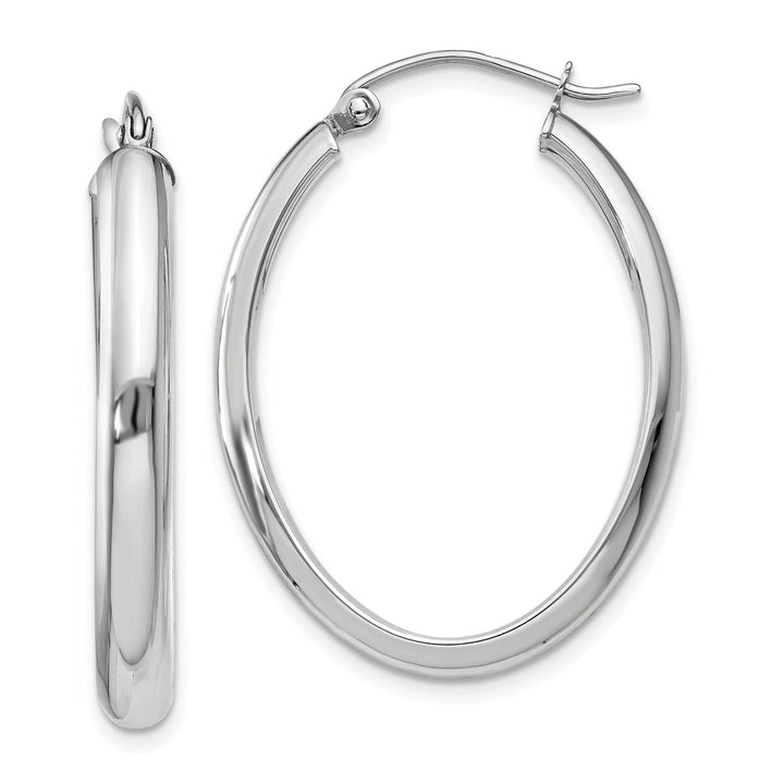 Lovely Rita's Earrings 14k White Gold Polished 3.75MM Oval Hoop Earrings