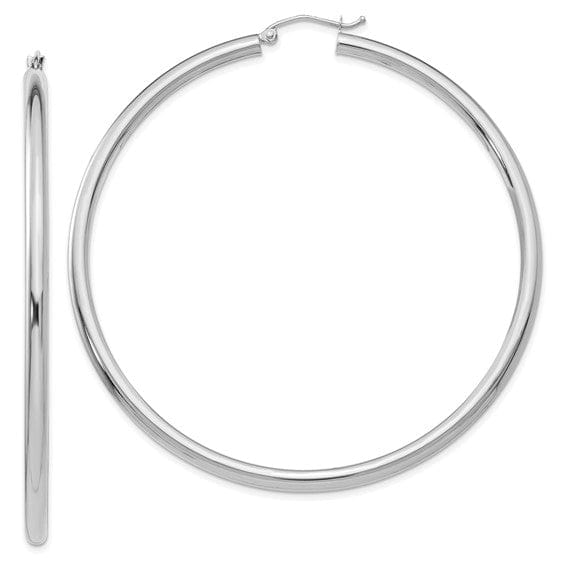 Lovely Rita's Earrings 14K White Gold Polished 3mm Tube Hoop Earrings