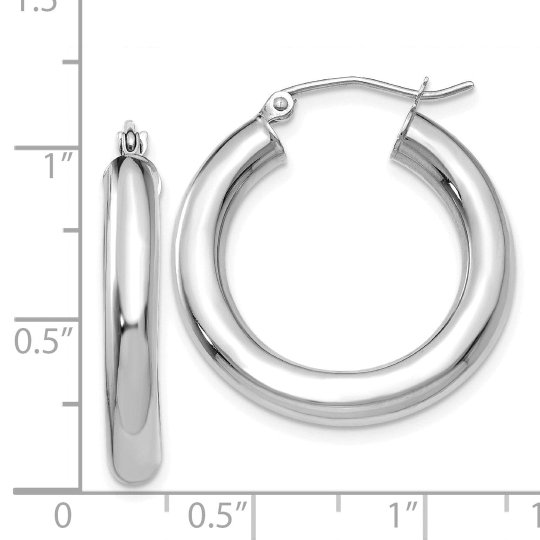 Lovely Rita's Earrings 14k White Gold Polished 4MM Lightweight Round Hoop