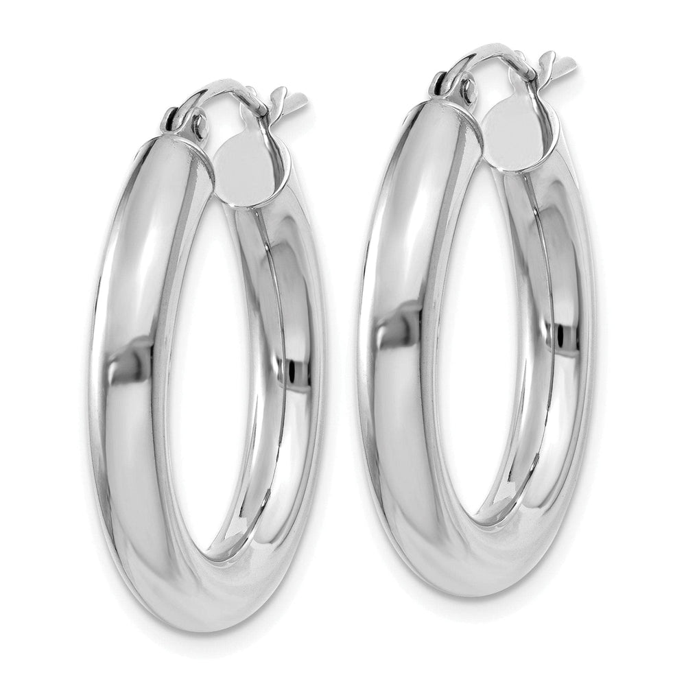 Lovely Rita's Earrings 14k White Gold Polished 4MM Lightweight Round Hoop