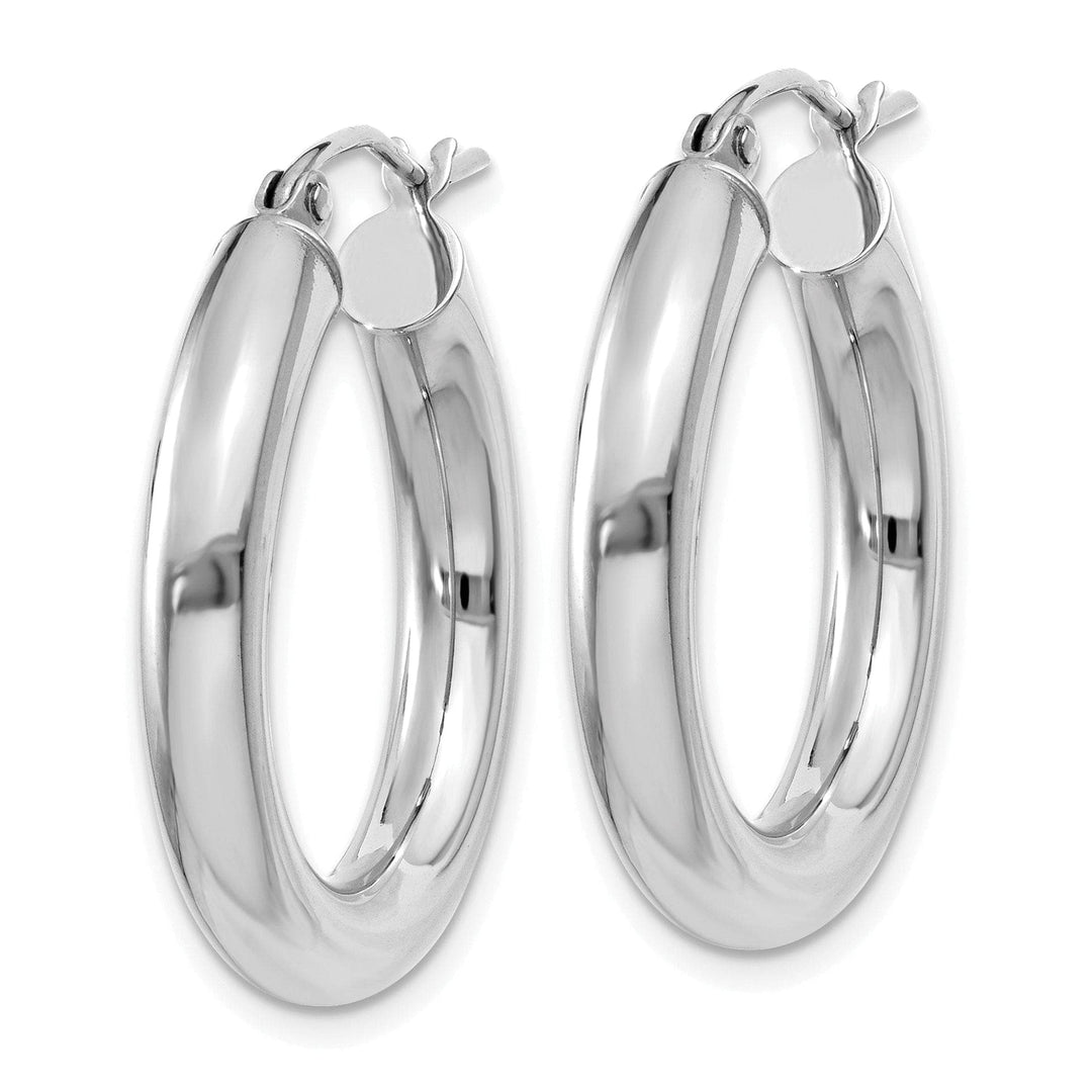 Lovely Rita's Earrings 14k White Gold Polished 4MM Lightweight Round Hoop