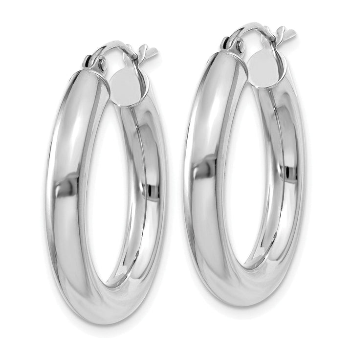 Lovely Rita's Earrings 14k White Gold Polished 4MM Lightweight Round Hoop