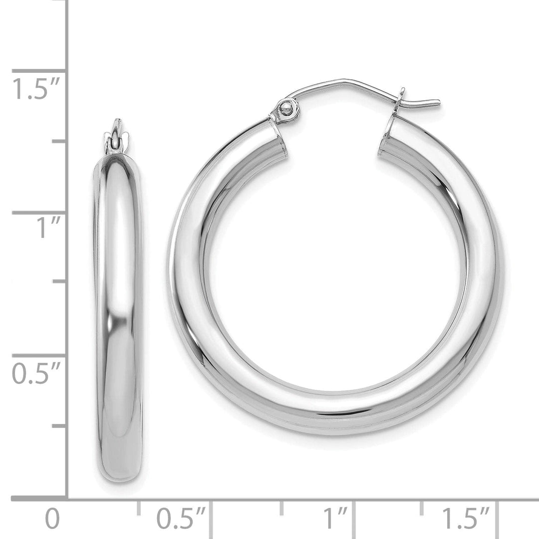 Lovely Rita's Earrings 14k White Gold Polished 4MM Lightweight Round Hoop