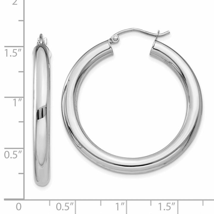 Lovely Rita's Earrings 14k White Gold Polished 4MM Lightweight Round Hoop