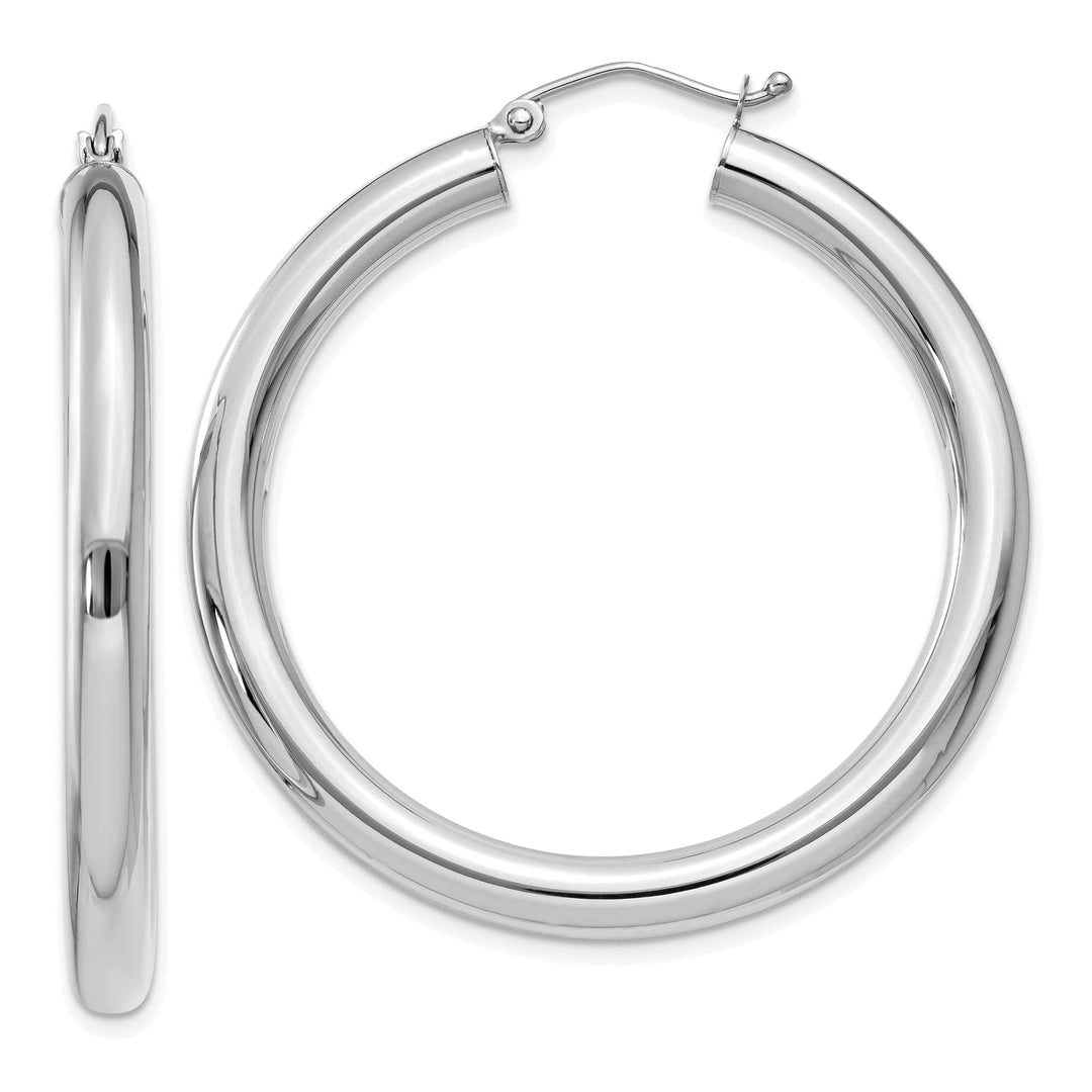 Lovely Rita's Earrings 14k White Gold Polished 4MM Lightweight Round Hoop