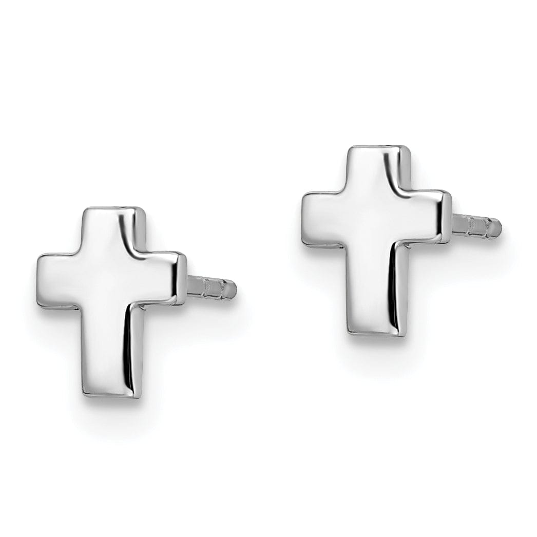 Lovely Rita's Earrings 14k White Gold Polished Cross Post Earrings