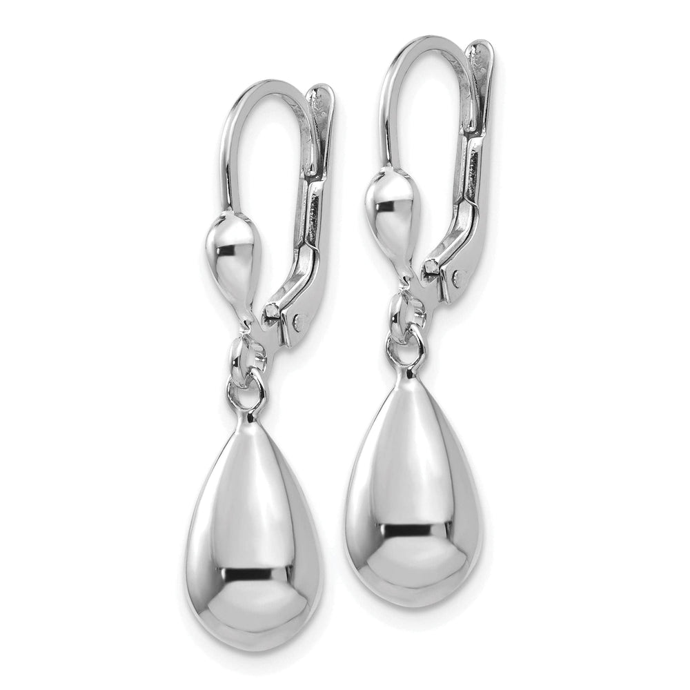 Lovely Rita's Earrings 14k White Gold Polished Dangle Leverback Earrings