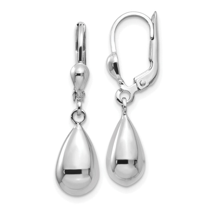 Lovely Rita's Earrings 14k White Gold Polished Dangle Leverback Earrings