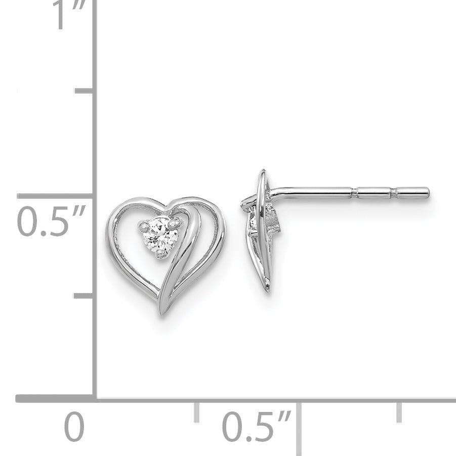 Lovely Rita's Earrings 14k White Gold Polished Diamond Heart Earrings