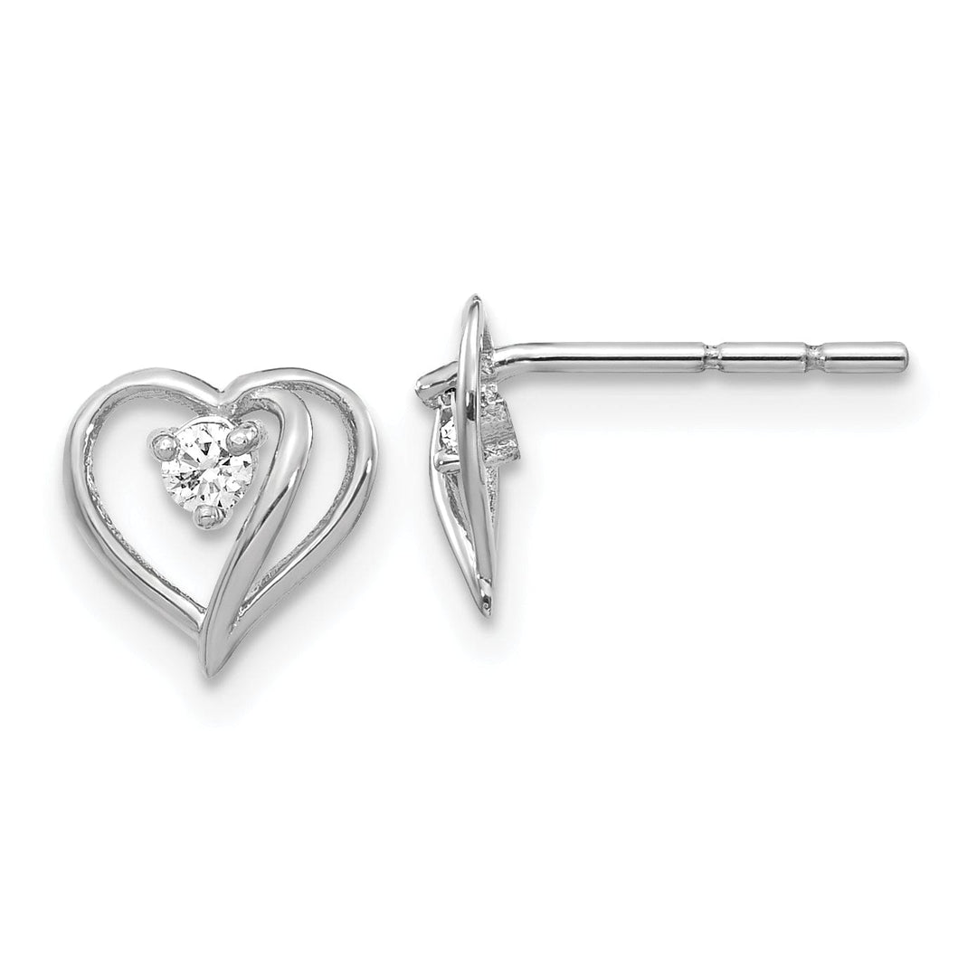 Lovely Rita's Earrings 14k White Gold Polished Diamond Heart Earrings