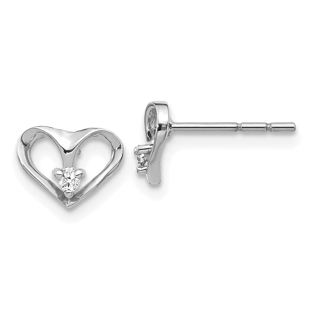 Lovely Rita's Earrings 14k White Gold Polished Diamond Heart Earrings