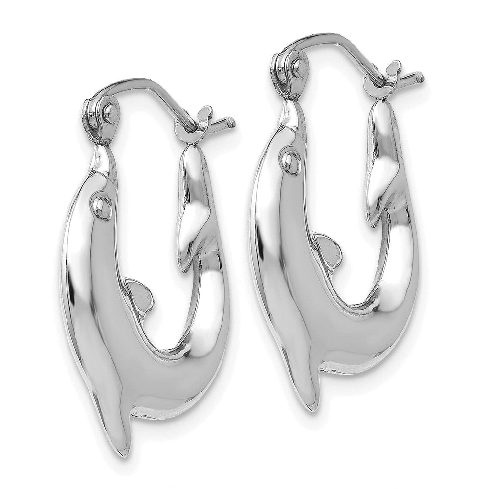 Lovely Rita's Earrings 14k White Gold Polished Dolphin Hoop Earrings