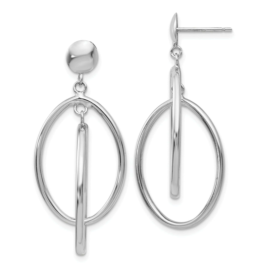 Lovely Rita's Earrings 14k White Gold Polished Double Oval Post Earrings
