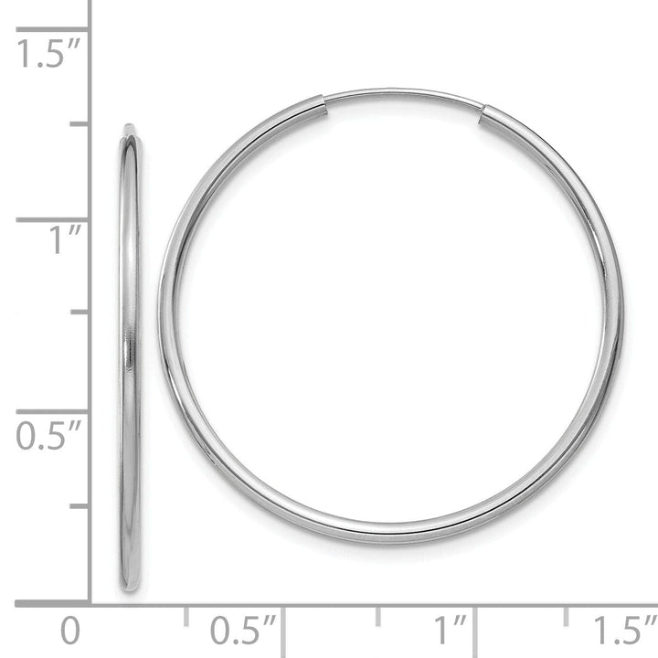 Lovely Rita's Earrings 14k White Gold Polished Endless Hoop Earrings 1.5mm x 30 mm