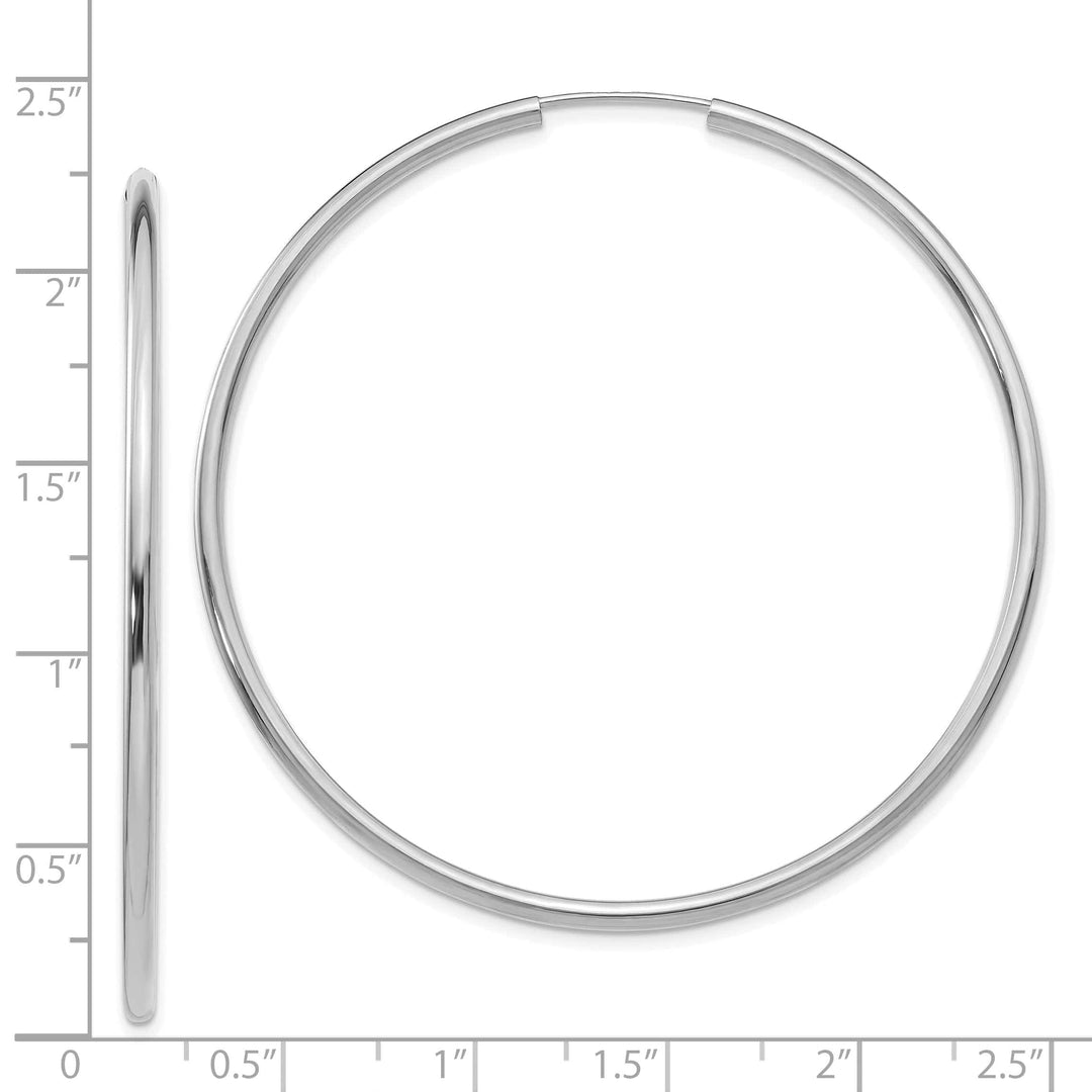 Lovely Rita's Earrings 14k White Gold Polished Endless Hoop Earrings 2mm x 54mm