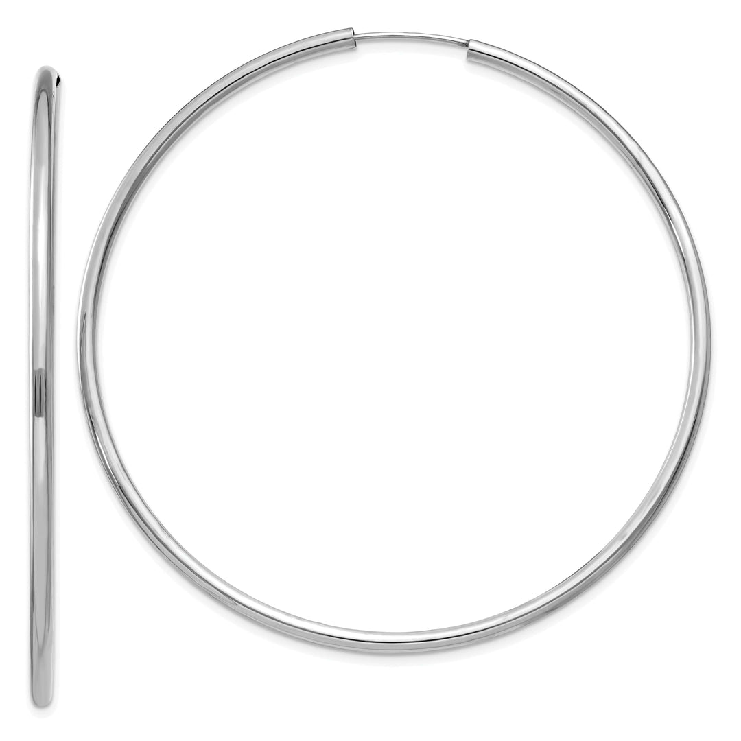 Lovely Rita's Earrings 14k White Gold Polished Endless Hoop Earrings 2mm x 60mm