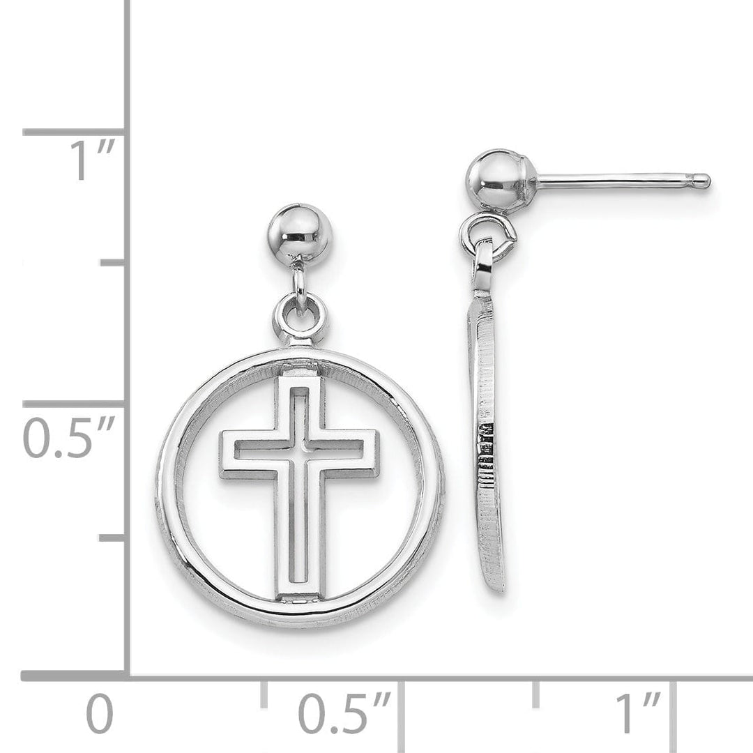 Lovely Rita's Earrings 14k White Gold Polished Eternal Life Cross Dangle