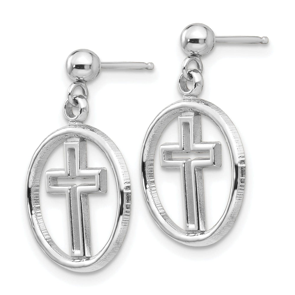Lovely Rita's Earrings 14k White Gold Polished Eternal Life Cross Dangle