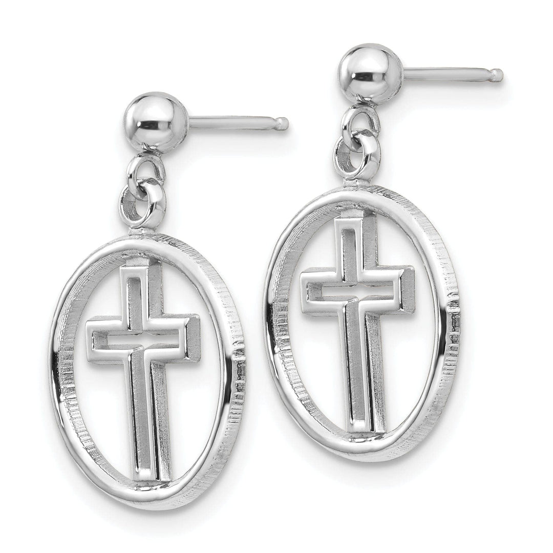Lovely Rita's Earrings 14k White Gold Polished Eternal Life Cross Dangle
