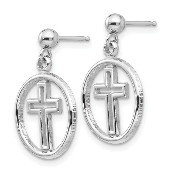 Lovely Rita's Earrings 14k White Gold Polished Eternal Life Cross Dangle