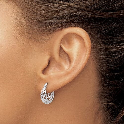 Lovely Rita's Earrings 14k White Gold Polished Finish Fancy Hoop Earrings